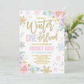 Hiver ONE derland Anniversaire Invitation Or rose (Debout devant)