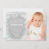 Hiver ONE derland Anniversaire Invitation Pink Min (Devant)