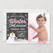 Hiver ONE derland Anniversaire Invitation Snowman (Devant)