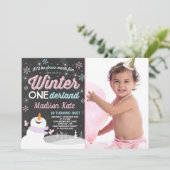 Hiver ONE derland Anniversaire Invitation Snowman (Debout devant)