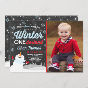 Hiver ONE derland Anniversaire Invitation Snowman 