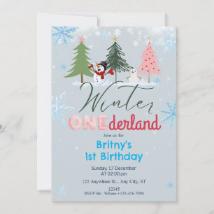 Hiver ONE derland Anniversaire Invitation Snowman