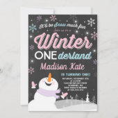 Hiver ONE derland Anniversaire Invitation Snowman  (Devant)