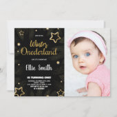 Hiver ONE derland Anniversaire Invitations Black P (Devant)