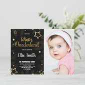 Hiver ONE derland Anniversaire Invitations Black P (Debout devant)