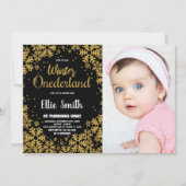 Hiver ONE derland Anniversaire Invitations Gold Ph (Devant)