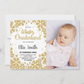 Hiver ONE derland Anniversaire Invitations Gold Ph (Devant)