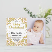 Hiver ONE derland Anniversaire Invitations Gold Ph (Debout devant)