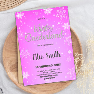 Hiver ONE derland Anniversaire Invitations Golden