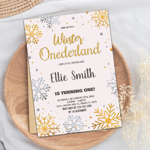 Hiver ONE derland Anniversaire Invitations Neige G