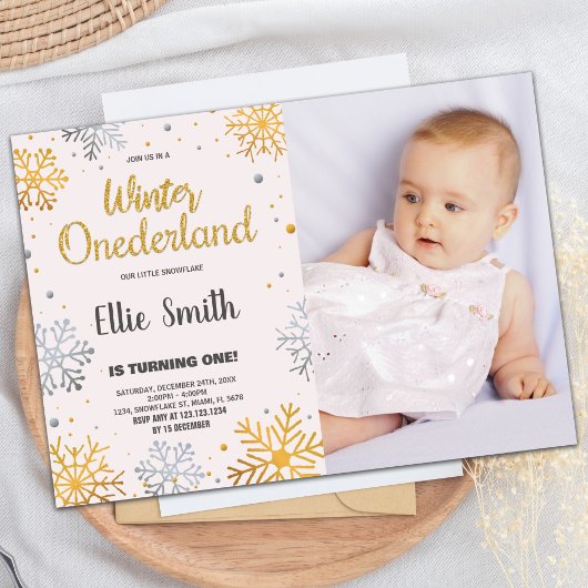 Hiver ONE derland Anniversaire Invitations Neige P