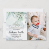 Hiver ONE derland Anniversaire Invitations Pine Ph (Devant)