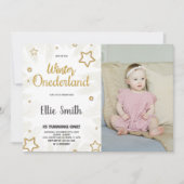 Hiver ONE derland Anniversaire Invitations Star Ph (Devant)