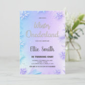 Hiver ONE derland Anniversaire Invitations Violet (Debout devant)