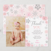 Hiver ONE derland Anniversaire Merci Cartes (Devant / Derrière)