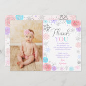 Hiver ONE derland Anniversaire Merci Cartes (Devant / Derrière)