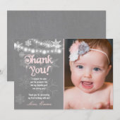 Hiver ONE derland Carte de remerciements d'anniver (Devant / Derrière)