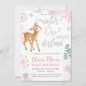 Hiver ONE derland Girl 1er anniversaire Invitation (Devant)