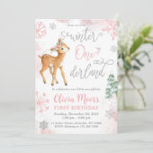 Hiver ONE derland Girl 1er anniversaire Invitation (Debout devant)