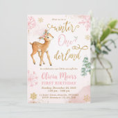 Hiver ONE derland Girl 1er anniversaire Invitation (Debout devant)