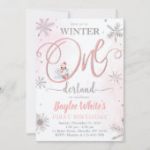 Hiver ONE derland Girl 1er anniversaire Invitation (Devant)