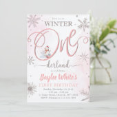 Hiver ONE derland Girl 1er anniversaire Invitation (Debout devant)