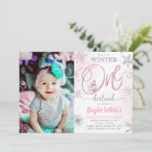 Hiver ONE derland Girl 1er anniversaire Invitation (Debout devant)