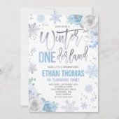 Hiver ONE derland Invitation Anniversaire Blue Sil (Devant)