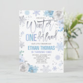 Hiver ONE derland Invitation Anniversaire Blue Sil (Debout devant)