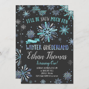 Hiver ONE derland Invitation Anniversaire Blue Sil