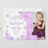 Hiver ONE derland Invitation Anniversaire Lilac Si (Devant)
