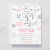 Hiver ONE derland Invitation Anniversaire Pink Sil (Devant)