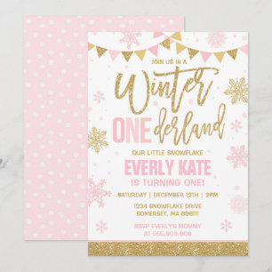 Hiver ONE derland Invitation Anniversaire Rose & O