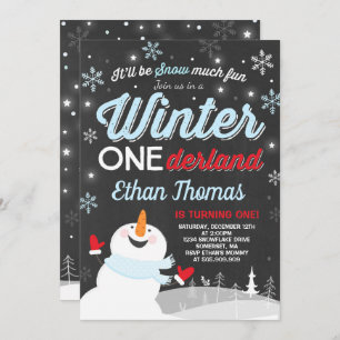 Hiver ONE derland Invitation Anniversaire Snowman 