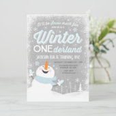 Hiver ONE derland Invitation Anniversaire Snowman (Debout devant)