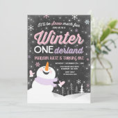 Hiver ONE derland Invitation Anniversaire Snowman (Debout devant)
