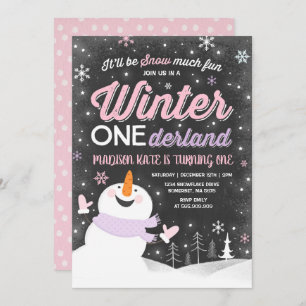 Hiver ONE derland Invitation Anniversaire Snowman 