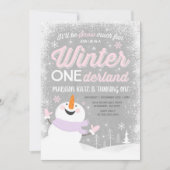 Hiver ONE derland Invitation Anniversaire Snowman  (Devant)