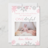 Hiver ONE derland Merci Carte photo Snowflakes (Devant)