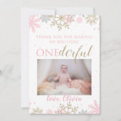 Hiver ONE derland Merci Carte photo Snowflakes (Devant)