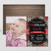 Hiver Onederland 1er Anniversaire Invitation (Devant / Derrière)