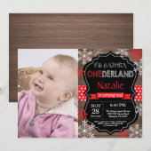 Hiver Onederland 1er Anniversaire Invitation (Devant / Derrière)