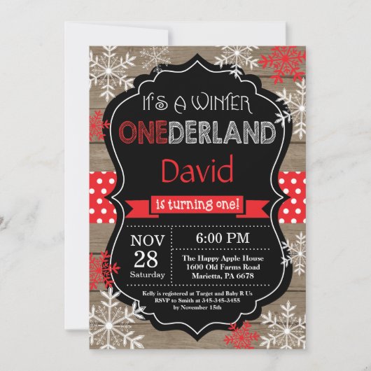 Hiver Onederland 1er Anniversaire Invitation (Devant)