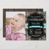 Hiver Onederland 1er Anniversaire Invitation (Devant / Derrière)