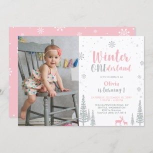 Hiver Onederland 1er Anniversaire Invitation - Fil