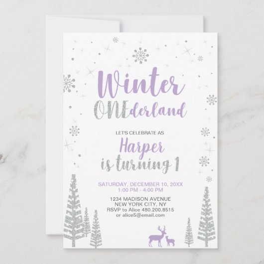 Hiver Onederland 1er Anniversaire Invitation - Fil (Devant)