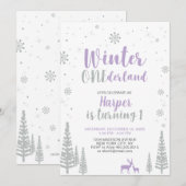 Hiver Onederland 1er Anniversaire Invitation - Fil (Devant / Derrière)