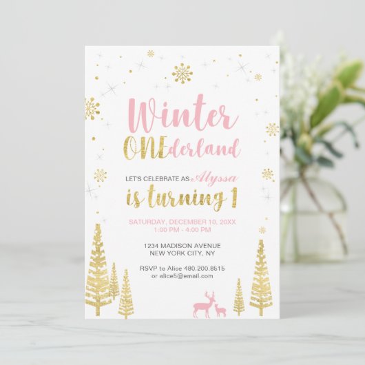 Hiver Onederland 1er Anniversaire Invitation - Fil (Debout devant)