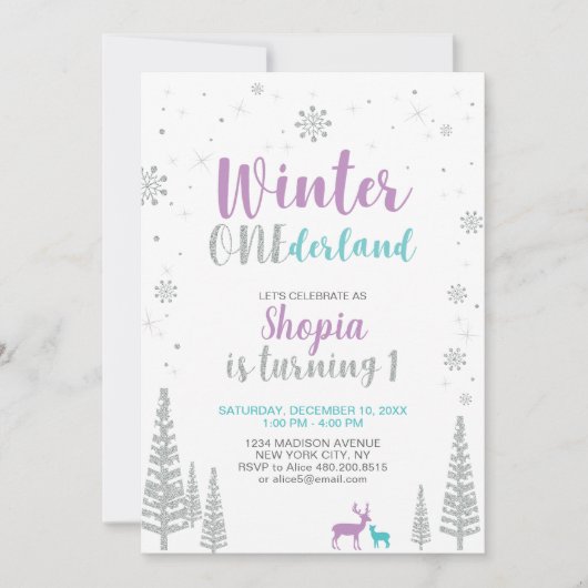 Hiver Onederland 1er Anniversaire Invitation - Fil (Devant)