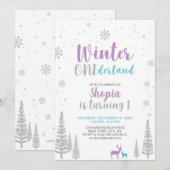 Hiver Onederland 1er Anniversaire Invitation - Fil (Devant / Derrière)